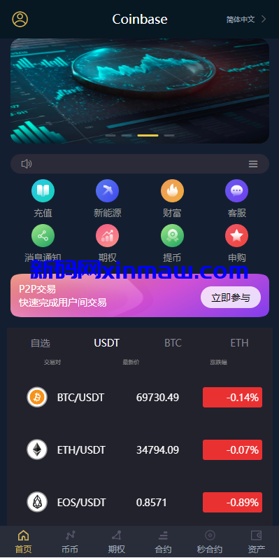图片[1]-多语言交易所系统/秒合约/期权/合约/新币申购/投资理财-新码网