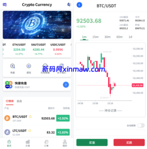 新UI海外微盘系统/虚拟币秒合约/多语言时间盘-新码网