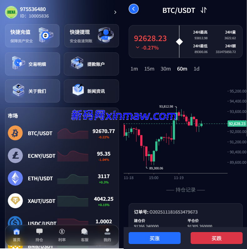 新版海外微盘系统/多语言微交易/虚拟币秒合约/时间盘-新码网