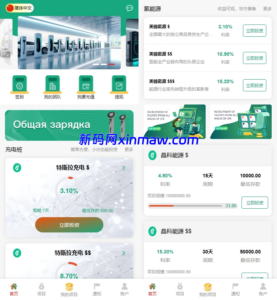 新UI新能源充电桩投资系统/海外投资理财/前端VUE-新码网海外源码