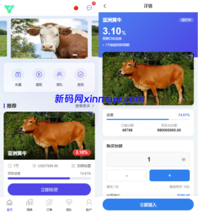 新版多语言养牛投资返利系统VUE前端带教程-新码网海外源码