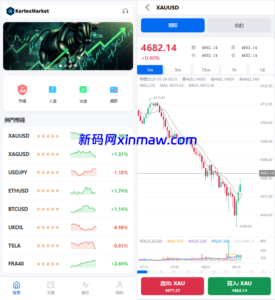 新UI海外综合盘交易所/股票/指数/K线控制/DAPP登录-新码网海外源码